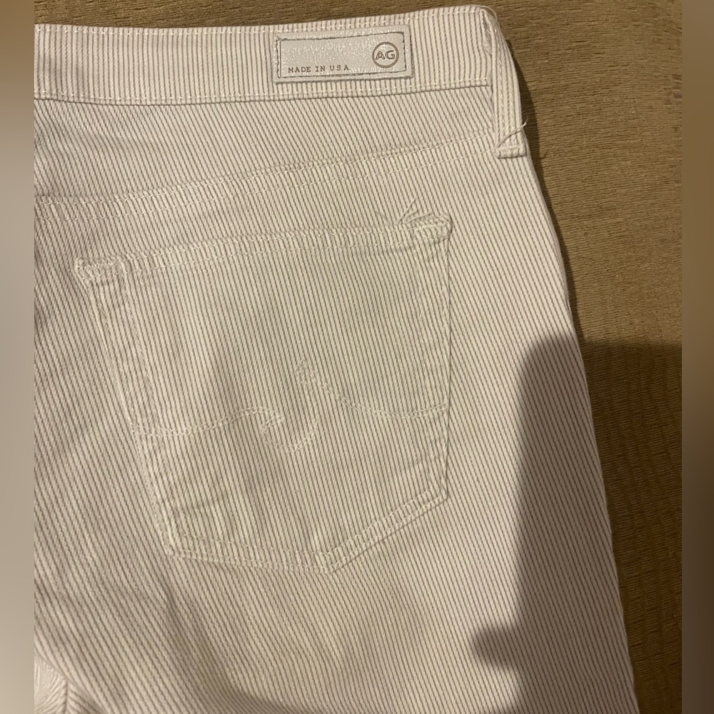 AG Adriano Goldschmied Cream Striped Ankle Pants